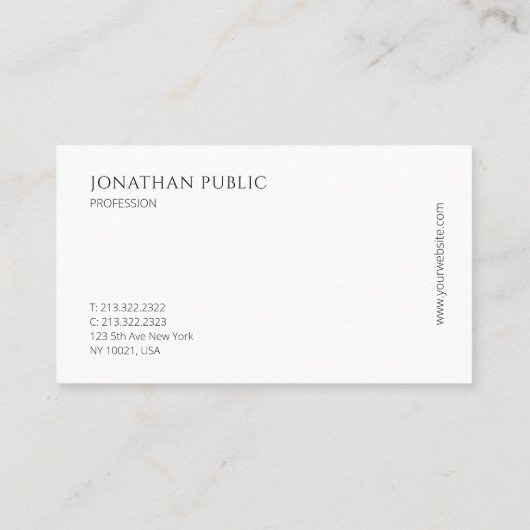 トレンディーグモダンレーエレガントホワイトプロフェッショナルトップ 名刺 (裏面)