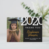 トレンディーグラッドブラック金ゴールド写真名年卒業 サンキューカード (スタンド正面)