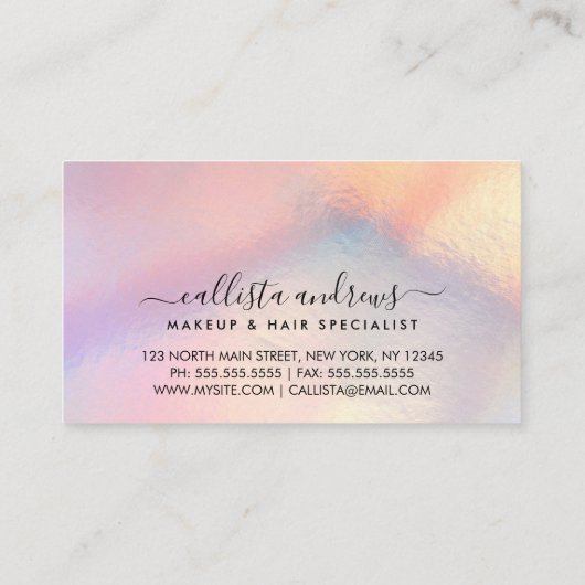 トレンディーグラデーションピンクメイクヘアサロン 名刺 (裏面)