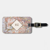 トレンディーグラデーション大理石、モノグラムパーソナライズされた大理石 ラゲッジタグ (正面横)