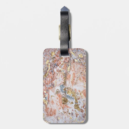 トレンディーグラデーション大理石、モノグラムパーソナライズされた大理石 ラゲッジタグ (裏面縦)