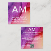 *~*トレンディーグラデーション抽象芸術アートQRロゴフォト スクエア名刺 (正面/裏面)