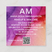 *~*トレンディーグラデーション抽象芸術アートQRロゴフォト スクエア名刺 (裏面)