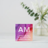 *~*トレンディーグラデーション抽象芸術アートQRロゴフォト スクエア名刺 (スタンド正面)