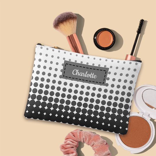 トレンディーグラデーション水玉模様名前をカスタムする アクセサリーポーチ