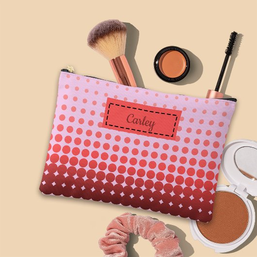 トレンディーグラデーション水玉模様名前をカスタムする アクセサリーポーチ
