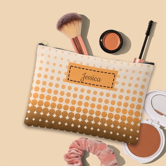 トレンディーグラデーション水玉模様名前をカスタムする アクセサリーポーチ