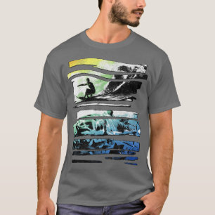 トレンディーグラフィックサーフシャーク細断パネル Tシャツ