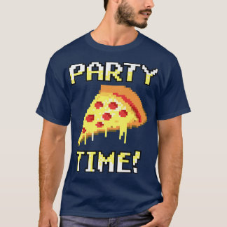 トレンディーグラフィックピクセライズピザパーティー時間！プレミアム Tシャツ