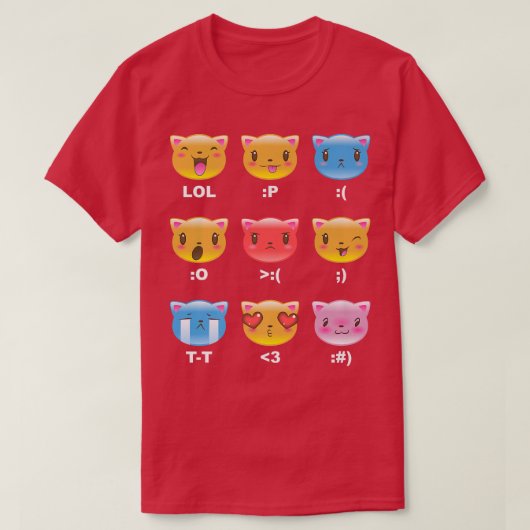 トレンディーグラフィック子猫エモーション絵文字 Tシャツ (デザイン正面)