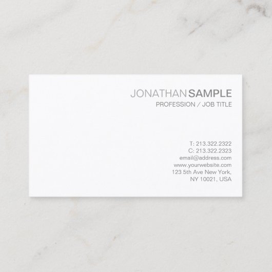 トレンディーグラマラスデザインプレーン白黒デラックス 名刺 (裏面)