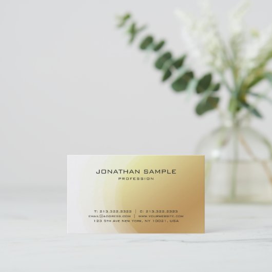 トレンディーグラマラス金ゴールドエレガントデザインモダンルクセ 名刺 (スタンド正面)