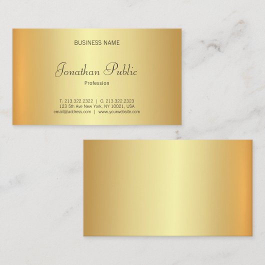 トレンディーグラマラス金ゴールドルックプロフェッショナル エレガント 名刺 (正面/裏面)