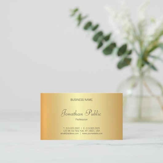 トレンディーグラマラス金ゴールドルックプロフェッショナル エレガント 名刺 (スタンド正面)