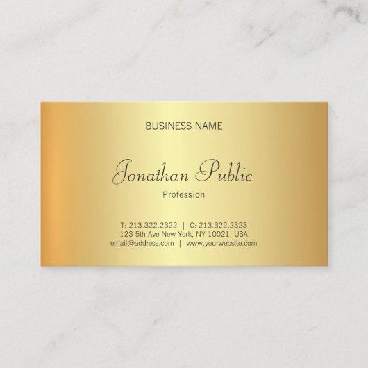 トレンディーグラマラス金ゴールドルックプロフェッショナル エレガント 名刺 (正面)