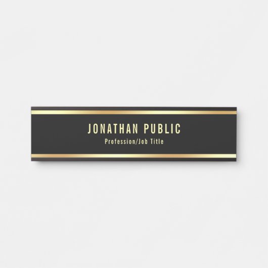 トレンディーグラマーブモダンラック&金ゴールドぶら下がったズ サインプレート (正面)