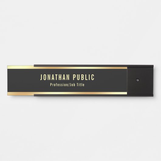 トレンディーグラマーブモダンラック&金ゴールドぶら下がったズ サインプレート (正面)