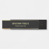 トレンディーグラマーモダンブラックおよび金ゴールドテンプレート サインプレート (正面)