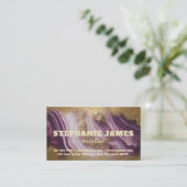 トレンディーグラムシックパープルアガテマーブル金ゴールドグリッター 名刺 (スタンド正面)