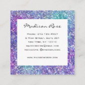 トレンディーグラムパープルブルー&グリーングリッタースパークレス スクエア名刺 (裏面)