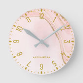 トレンディーグラムフェイクバラ金ゴールドルックマーブルラウンドクロック ラウンド壁時計 (正面)