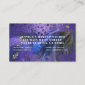 トレンディーグラム抽象芸術パープルグリッターマーブル絵を描 名刺 (裏面)