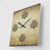 トレンディーグランジアイリッシュラッキーシャムロック スクエア壁時計 (傾斜)