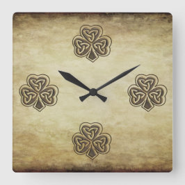 トレンディーグランジアイリッシュラッキーシャムロック スクエア壁時計