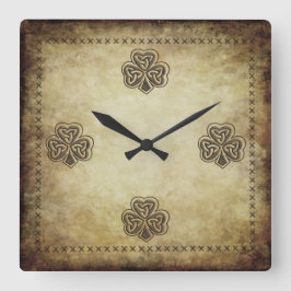 トレンディーグランジアイリッシュラッキーシャムロック スクエア壁時計