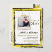 トレンディーグランジ卒業発表（黄色） インビテーションポストカード (正面/裏面)