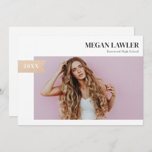 トレンディーグラード発表フォトカード – フェイク金ゴールド 招待状 (正面/裏面)