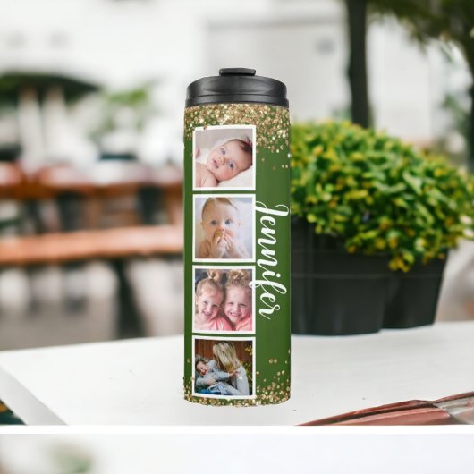 トレンディーグリッターの緑の写真名Thermal Tumbler タンブラー