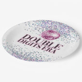 トレンディーグリッターディスコダブルデジッタエラ誕生日 ペーパープレート (アングル)