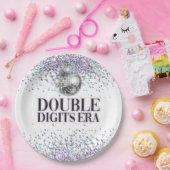 トレンディーグリッターディスコダブルデジッタエラ誕生日 ペーパープレート (パーティー)