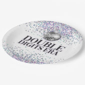 トレンディーグリッターディスコダブルデジッタエラ誕生日 ペーパープレート (アングル)