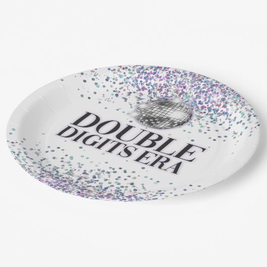 トレンディーグリッターディスコダブルデジッタエラ誕生日 ペーパープレート (アングル)