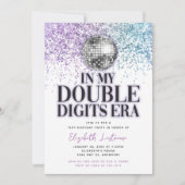 トレンディーグリッターディスコダブルデジッタエラ誕生日 招待状 (正面)