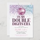 トレンディーグリッターディスコダブルデジッタエラ誕生日 招待状 (正面)
