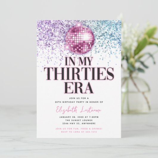 トレンディーグリッターディスコ30年代30歳の誕生日 招待状 (スタンド正面)
