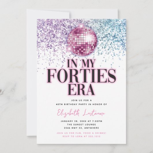トレンディーグリッターディスコ40年代40歳 招待状 (正面)