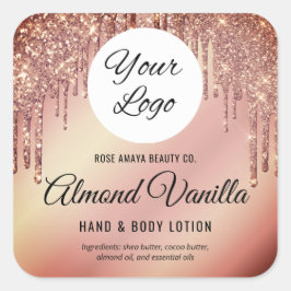 トレンディーグリッタードリップロゴの追加美しいステッカーラベル スクエアシール