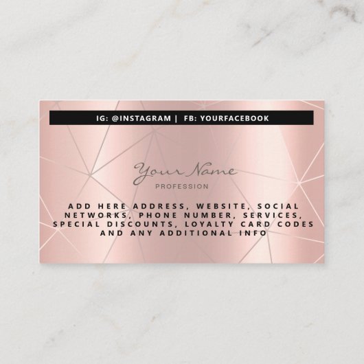 トレンディーグリッターバラ金ゴールドドライモダンプジオメトリ 名刺 (裏面)