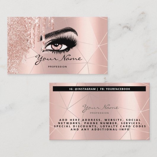 トレンディーグリッターバラ金ゴールドドライモダンプジオメトリ 名刺 (正面/裏面)