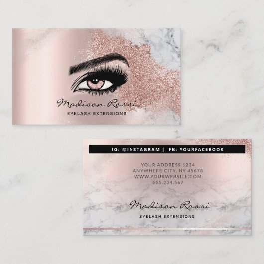 トレンディーグリッターバラ金ゴールドドリップテクスチャ大理石 名刺 (正面/裏面)