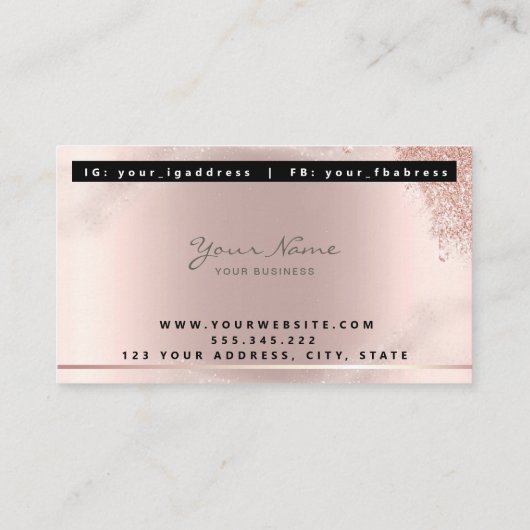 トレンディーグリッターバラ金ゴールドdrips Lashesスクリプト 名刺 (裏面)