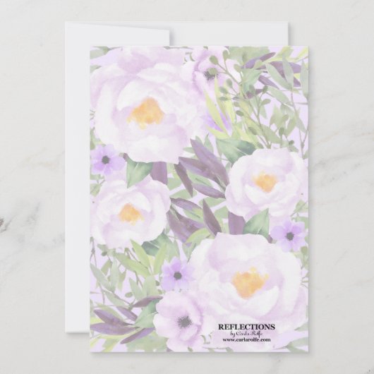 トレンディーグリッターパープルフローラスウィート16パーティー 招待状 (裏面)