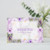 トレンディーグリッターパープルフローラ甘い16サンキュー サンキューカード (スタンド正面)