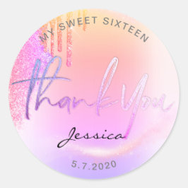 トレンディーグリッターホログラフィックドリップスありがとう ラウンドシール