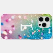 トレンディーグリッターレインボーモノグラムの Case-Mate iPhoneケース (裏面 (横))