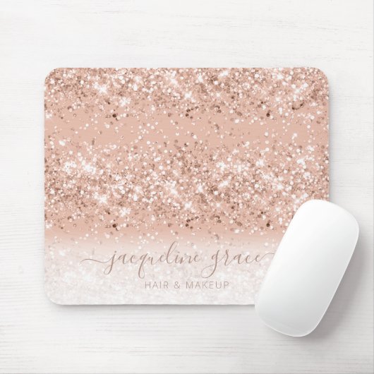 トレンディーグリッター赤面ピンクローズ金ゴールドメイクアップヘア マウスパッド (マウス)